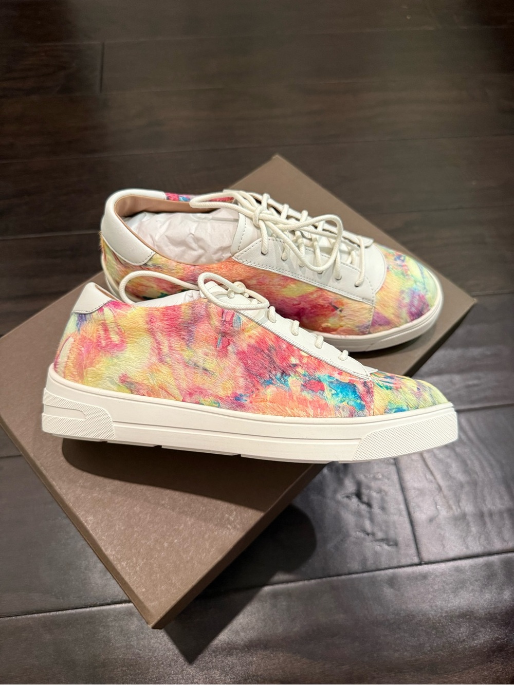 Paolo Women's Multicolor Watercolor Low-Top Sneakers with Cream Accents